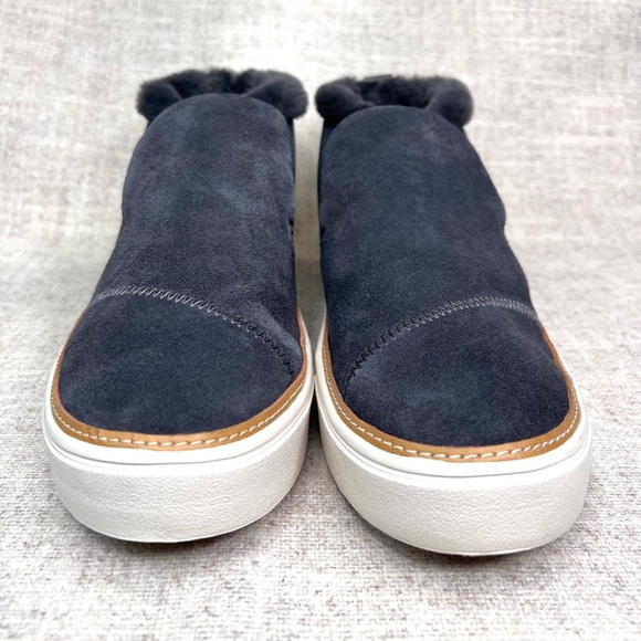 TOMS NWT Paxton Forged Iron gray suede faux fur lined sneakers size 9.5 ankle - Picture 8 of 13
